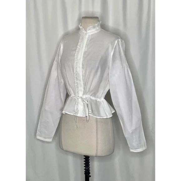 NWT!! J. CREW Lace Trim Cinched-Waist Cotton Voile White Top Blouse Medium - Picture 6 of 16